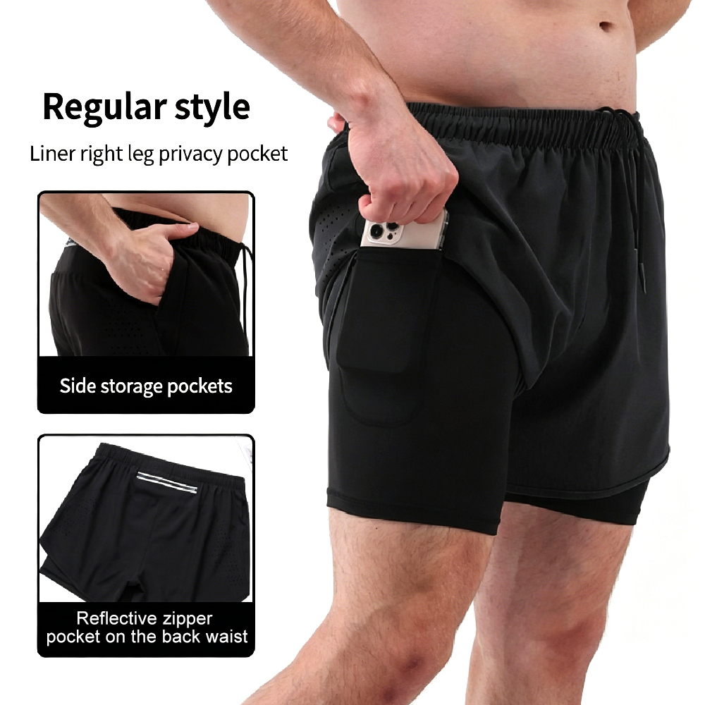 1PCS Mens 2 in 1 Running Short - Compression Shorts Athletes review and price
