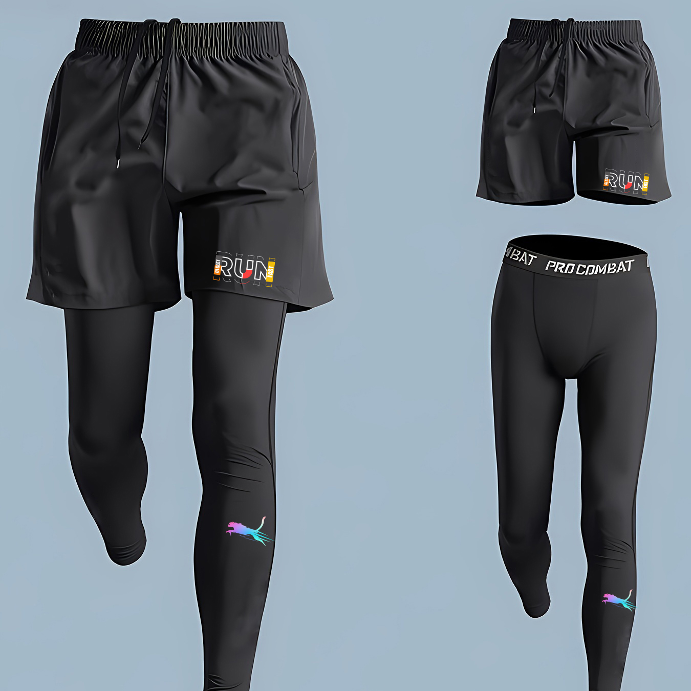 Men's Running Jogging 2 Piece  - Compression Shorts Athletes review and price