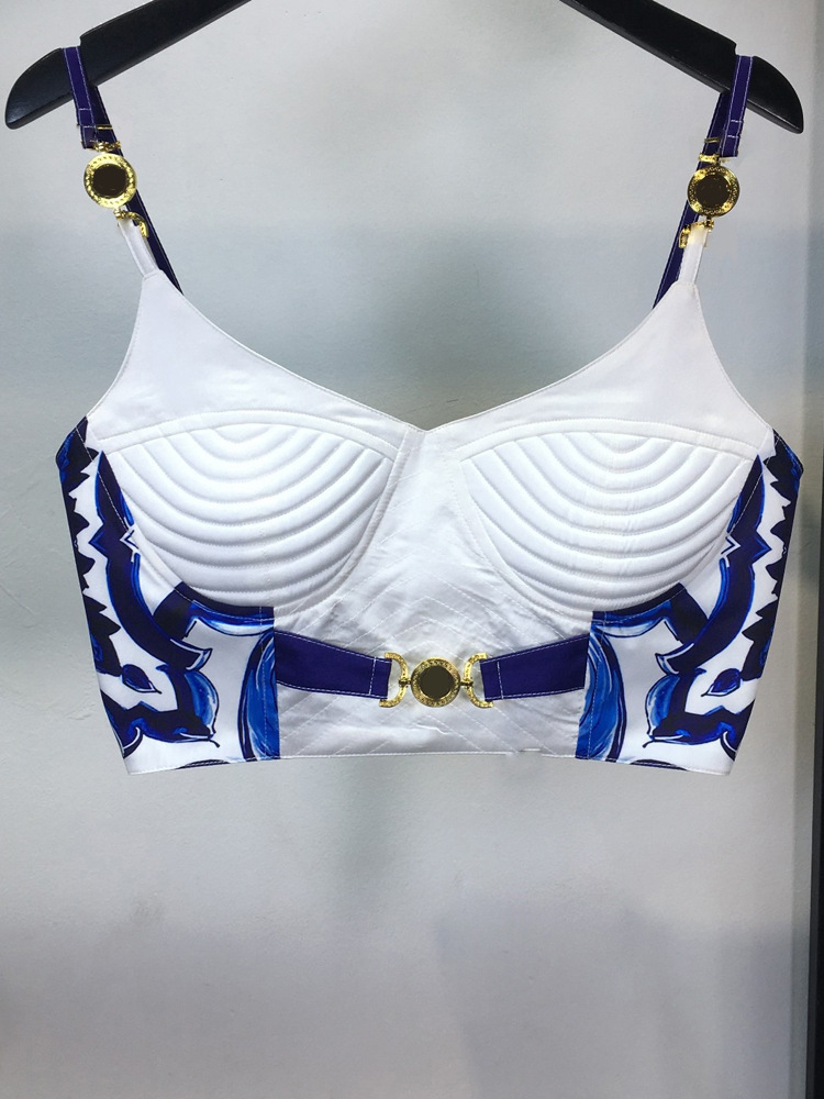 Summer Bohemain Blue And White - Suspender Tank Top review and price