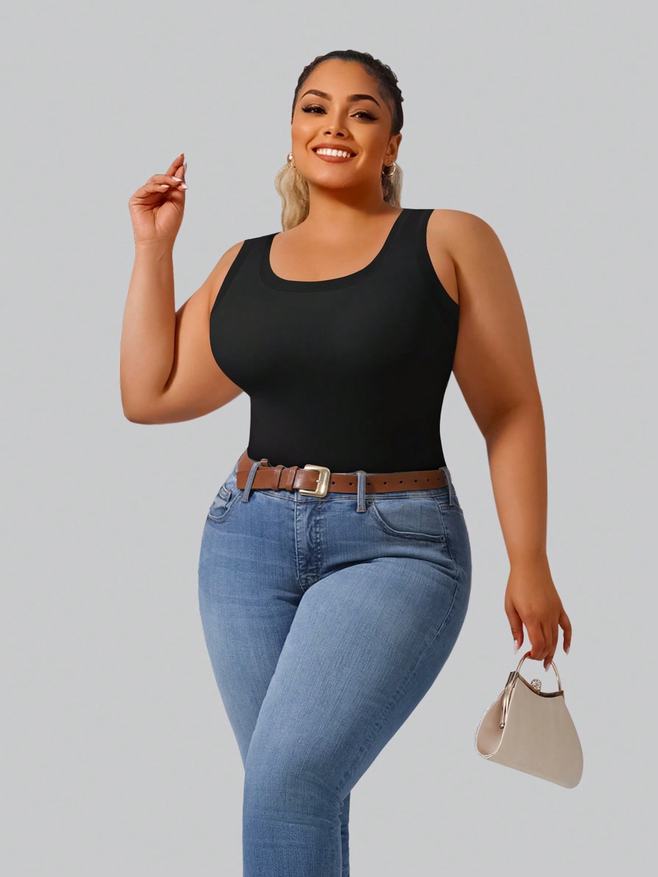 Plus Size Women's High Stretch - Tank Top Ribbed review and price